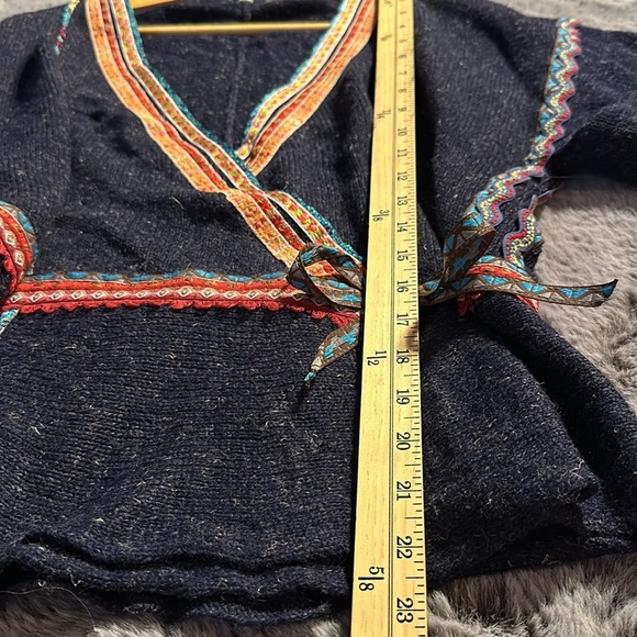 MOTH~ANTHROPOLOGIE Ribbon Trimmed Hippie Bohemian Wrap Sweater Size L - Picture 13 of 15